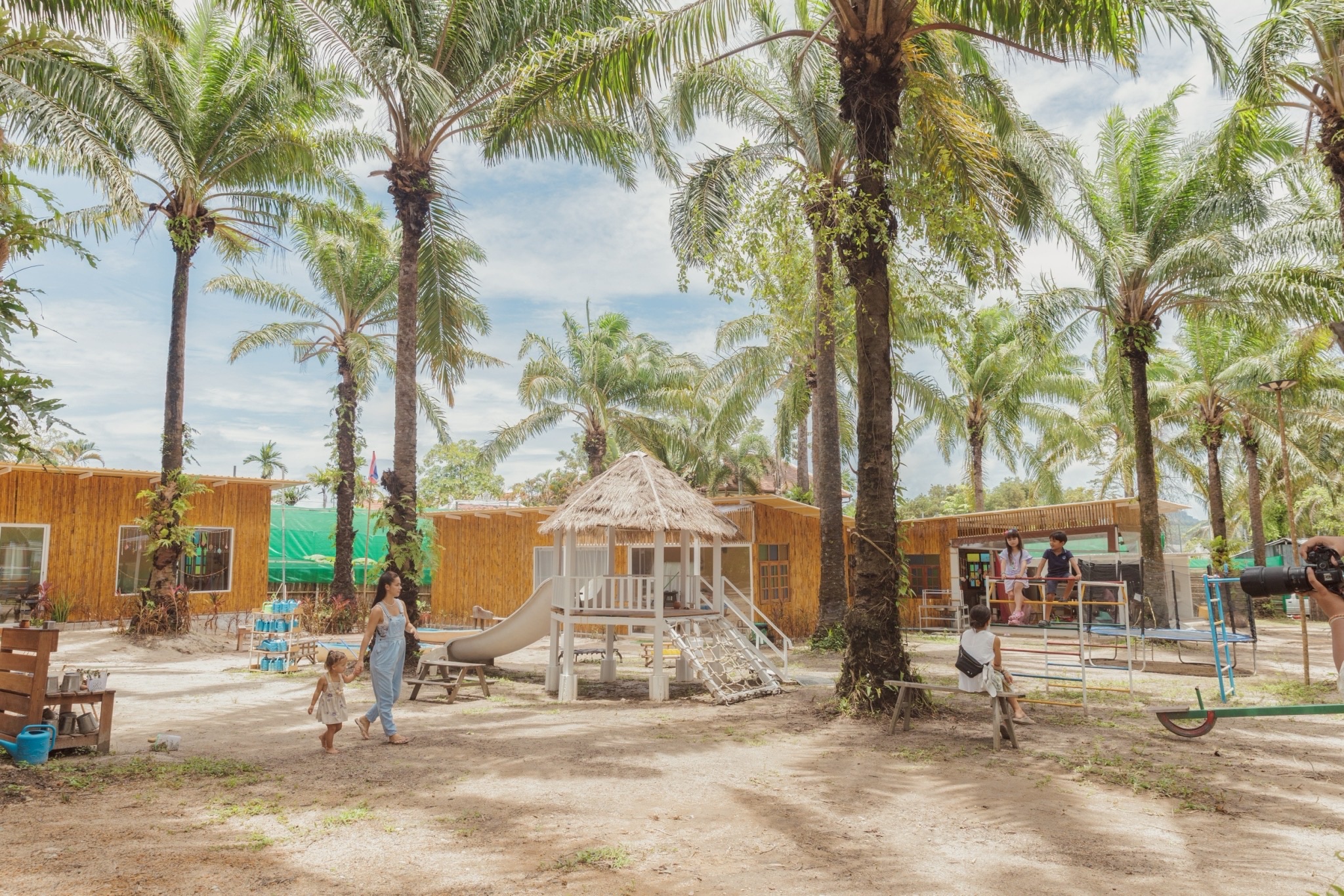 Children playing outdoors at nature school Phuket